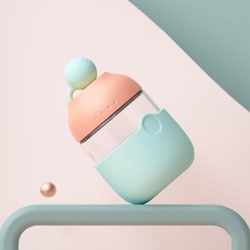 Cute Pet Girls Glass Water Bottle with Cover Hidden Design Handle Portable 300ml Small Cup Flask Shaker Travel Coffee Mug Kids