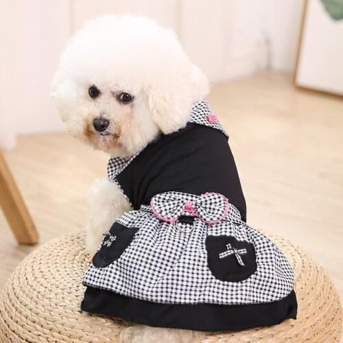 Fashion New Bowknot Dog Clothes dress Teddy Comfortable Autumn Winter Clothes Cotton Pet dress