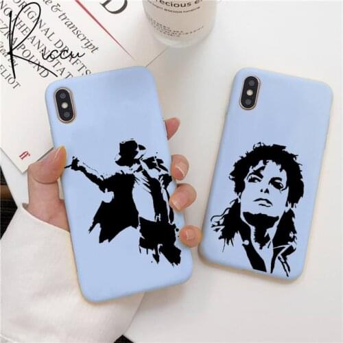 Cartoon super singer Mike Jackson Phone Case for iPhone 12 mini pro max 11 Pro Max X XR XS 8 7 6s Candy Blue Silicone Case
