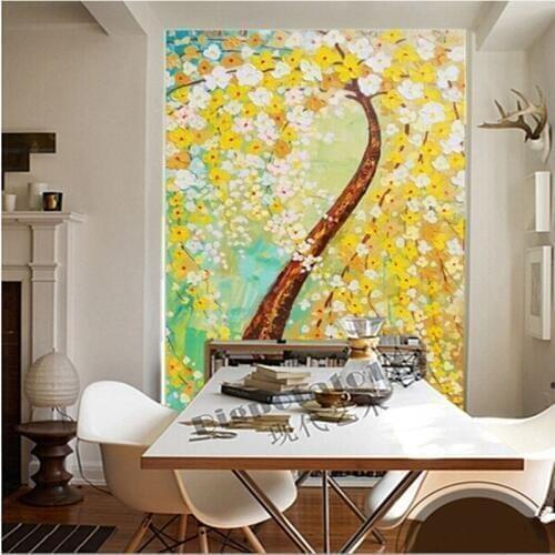 The latest 3D wallpaper,3D Abstract tree oil painting Flower papel de parede,TV wall living room sofa wall bedroom wallpaper