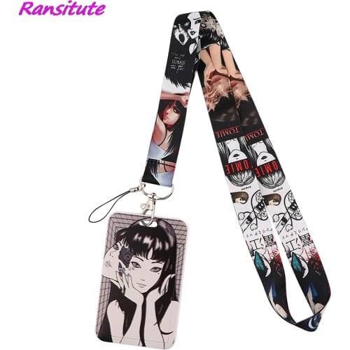 Ransitute R2118 Horror Junji Ito Tomie Lanyard Card Holder Student Hanging Neck Phone Lanyard Badge Subway Access Card Holder