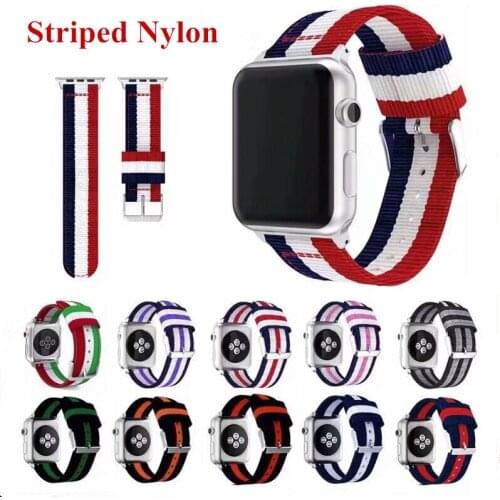 New Sport Stripe Loop for Apple Watch Band 42mm 38mm 6 SE Woven Nylon Strap for iWatch 5 4 3 2 1 40mm 44mm Wristband Replacement