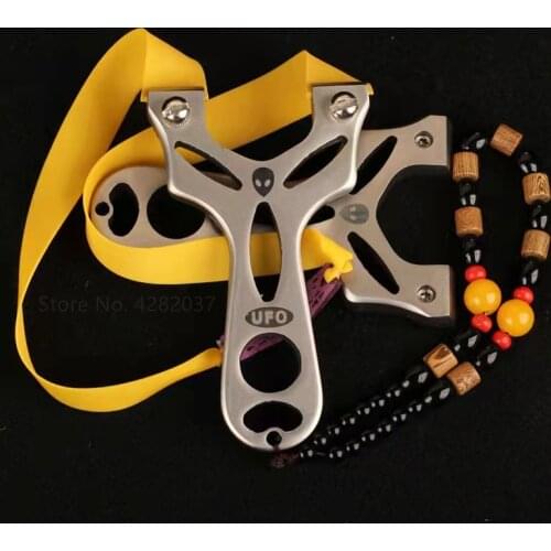 New 304 Stainless Steel Alien UFO Hunting Slingshot Powerful Flat Rubber Band That Can Be Used For Outdoor Game Shooting