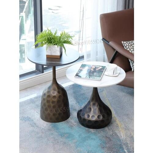 Custom Made Italian Sofa Side Table Rock Board Small Round Table Simple Modern Corner Coffee Table Nordic Corner Cabinet Marble