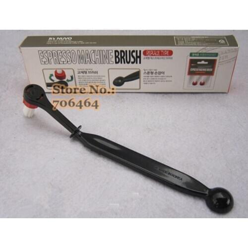 Detachable black high quality Nylon espresso coffee machine/maker brush with spoon