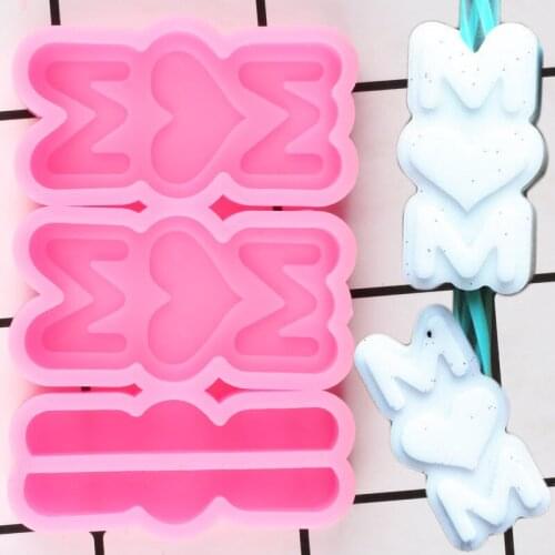 Heart MOM Letters Straw Topper Silicone Mold Fondant Cake Decorating Tools Jewelry Keychain Resin Molds Candy Chocolate Mould