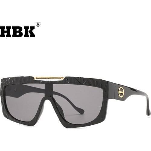 HBK New Fashion One Piece Sunglasses Women Men Oversized Big Gradient Lens Modern Leopard Tea For Male Ladies UV400 Driving