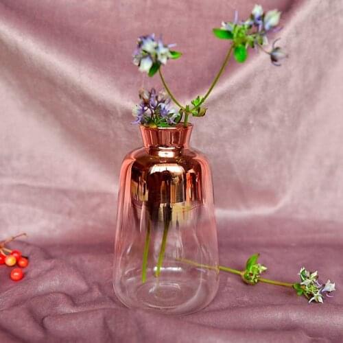 4 Pcs Glass Vase Nordic Electroplated Gold Vase Glass Flower Vases for Home Decor Dried Flower Bottle Decoration