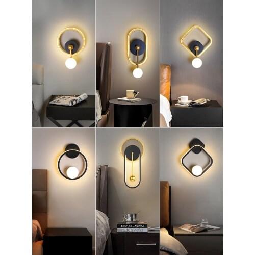 Led Wall Lamp Indoor Black and Gold Aall Lamp Simple Art Indoor Home Decoration Modern Living Room Corridor Bedside