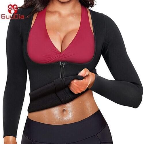 GUUDIA Hot Sweat Neoprene Shirts Open Bust Sweat Shirt Women Waist Trainer Weight Loss Tank Top Hot Thermo Shirts Weight Loss