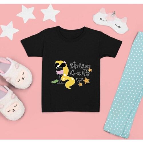 The Wine It Calls Me Letters Printing Kawaii Disney Dropship Summer New Product Black White Wine Glass Princess Children Clothes