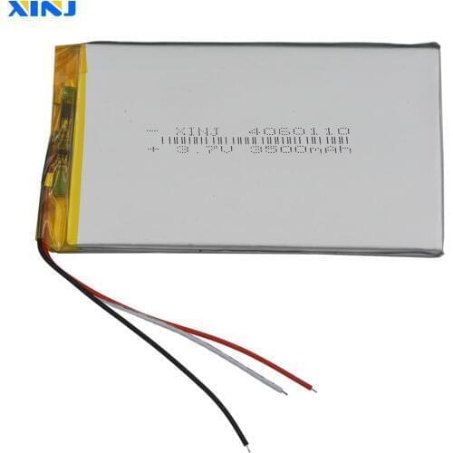 XINJ 3.7V 3500mAh Lithium Polymer Battery Accumulator li-po 4060110 3 wires for thermistor For E-book Phone PAD MID Tablet PC