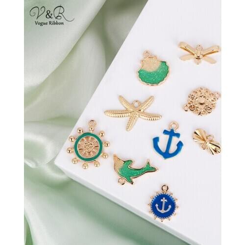 2020 New Diy Jewelry Accessories Materials For Making Jewelry Gold Plated Boat Anchor Rudder Shell Fish Starfish Bowknot Finding