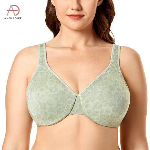 Womens Smooth Full Figure Large Busts Underwire Printed Seamless Minimizer Bras