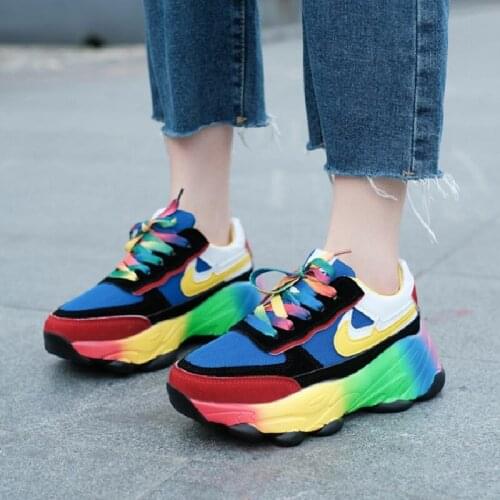 Colorful thick-soled old shoes jelly ladies sneakers spring 2021 new color matching casual fashion personality sponge cake botto