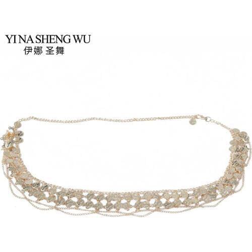 2018 Newest Belly Dance Costumes Accessories Coins Tribal Hip Scarf Belly Dancing Waist Chain Small Coins Gold/silver 2 Colors