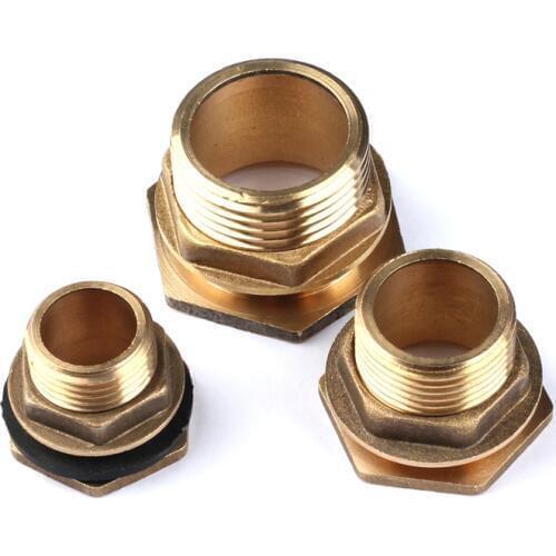 10pcs 1/2'' 3/4" 1" Male Thread Brass Water Tank Connector Water Tower Drain Copper Adapter With Gasket Water Connectors