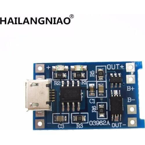 10pcs/lot 5V Micro USB 1A 18650 Lithium Battery Charging Board With Protection Charger Module