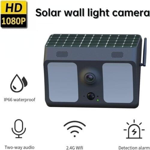 1080P Solar Wall Light Camera Flood Light Camera Outdoor Waterproof IP Camera LED Light Security Surveillance CCTV Wifi Camera