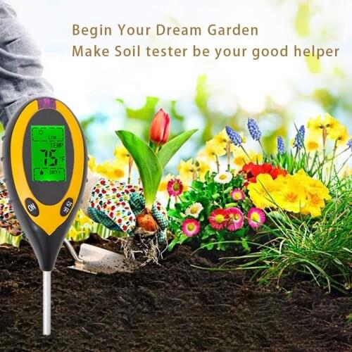 4-in-1 Soil Tester Soil Tester Meter with Moisture Light and PH Tests for Garden Farm Lawn Indoors Outdoors