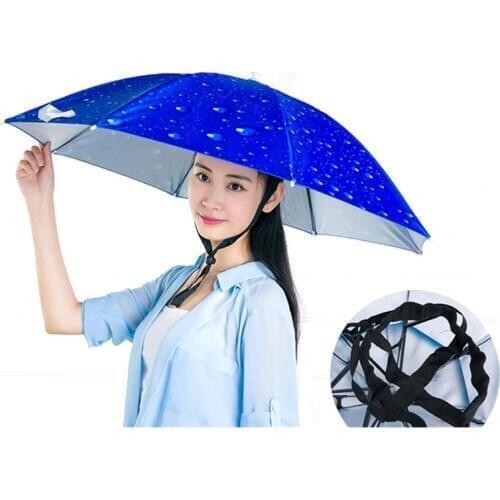 77CM Foldable Fishing Hat Cap Headwear Rain Umbrella for Womens Hiking Beach Camping Cap Outdoor Sports Umbrellas Cap