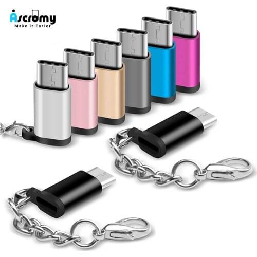 Ascromy Type C Adapter USB-C Male to Micro USB Converter For Xiaomi Pocophone F1 Samsung Galaxy S9 S8 Plus Note 9 8 LG V30 V20
