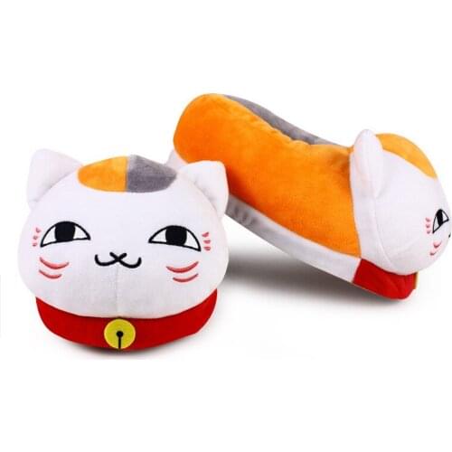 Natsume Yuujinchou Anime Creative Plush Soft Stuffed Madara Shoes Winter Indoor Unisex Warm Non-slip Cute Cartoon Women Slippers