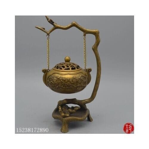 Antique Brass creative longevity plum smoked furnace fumigating incense burner home decoration