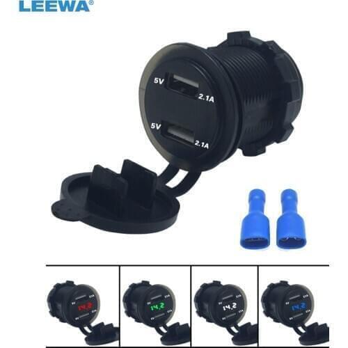 MOTOBOTS Car 2.1A/2.1A Dual USB Power Charger Socket Adapter Auto Cigarette Lighter with LED Digital Display Voltmeter #CA6139