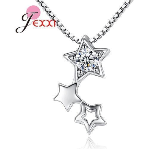 Shining Stars Necklaces for Women Girls Hot Sale Chic Design 925 Sterling Silver with AAA Cubic Zircon Choker Merchandising