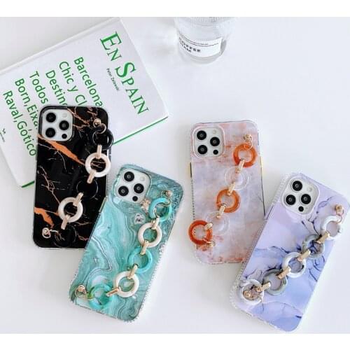 Ottwn Luxury Marble Stone Bracelet Phone Case For iPhone 12 Pro Max Mini 11 Pro Max X XR XS Max 7 8 Plus SE 2020 Hard PC Cover