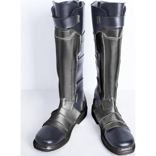 OW SOLDIER76 Black & Sliver Game Cosplay Boots Shoes Men Cosplay Costume Party Shoes Custom Made Boots