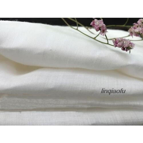 Pure ramie high-end bleaching white base solid color fabric High-end linen fabric