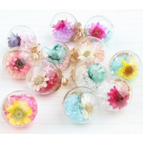 Hottest DIY Charms Floral Round Glass Balls Shaped Fashion Necklace Bracelet Earring Stud Floating Charm 40PCS/Lot