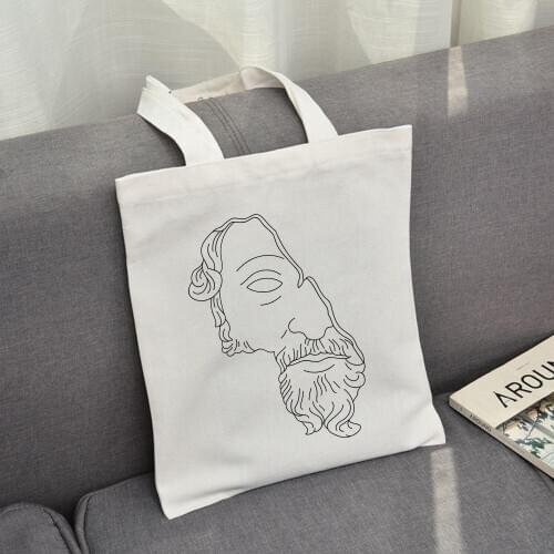 Summer Fashion Cartoon Art New Canvas Bag Ulzzang Ins Vintage Large Capacity Fashion Casual Tote Bags for Women Face Abstract