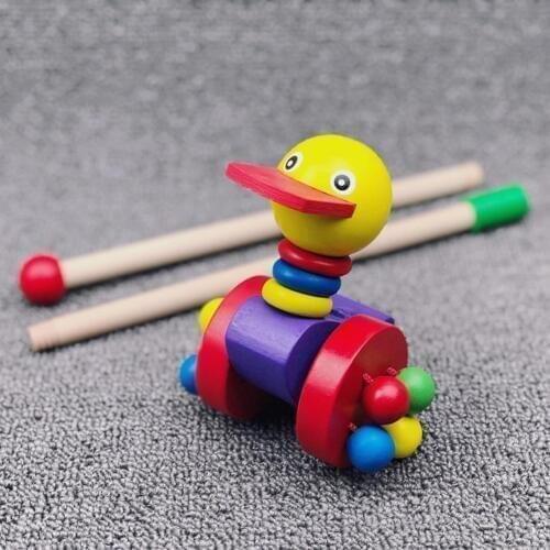 Putter Toy For Kids Duck Cartoon Animal Stroller Wooden Cart Educational Toys Childrens Outdoor Activity Toy Toddler Stroller