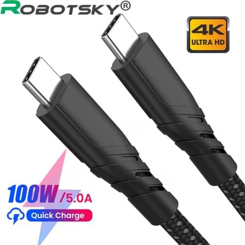 100W 5A USB 3.1 To USB C Cable For Macbook Pro USB 3.1 10Gbps Gen2 Fast Data Cable 4k PD USB-C Type-C Quick Cord For Samsung S10