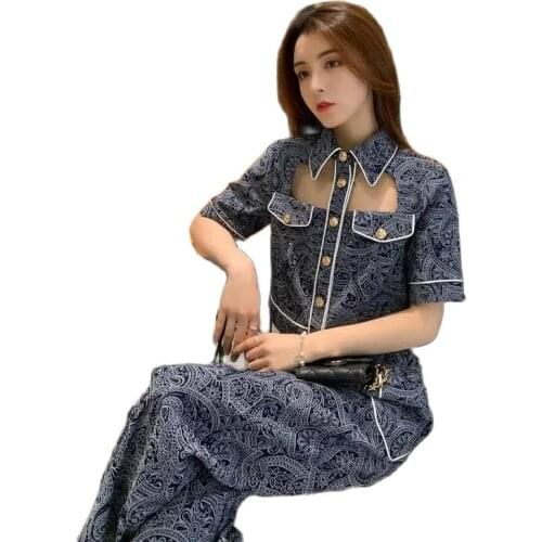 Wide-leg Pants Suit Womens Summer 2021 New Style Age Reduction Fashion Loose And Thin Leisure Two-Piece Suit Western Style