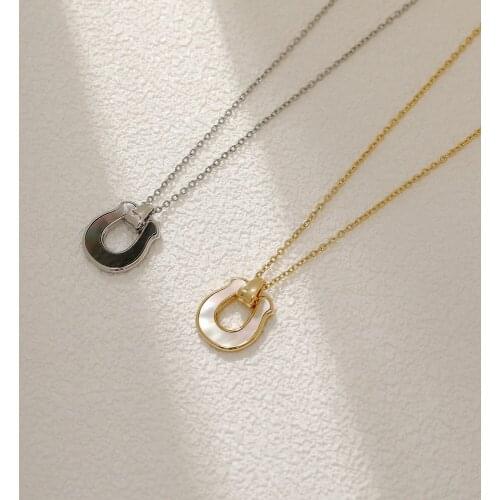 Natural Fresh Water Fan Shell Choker Necklace W/14K Gold Real Brass Chain for Women Lady Party Wedding Jewellery 2021 Gift