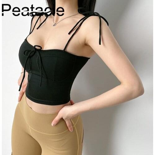 Peatacle Sexy Yoga Vest Women Shockproof Gather Fitness Running Training Padded Push Up Workout Top