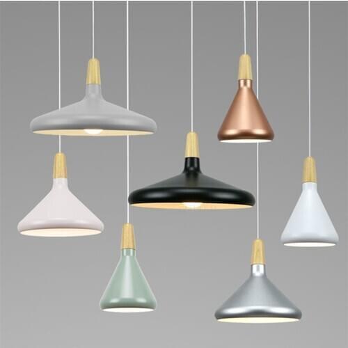 Nordic modern hanging lights, E27 Aluminum wood Pendant Lights, household Restaurant decorative lighting