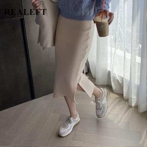 REALEFT Knitted Pencil Skirts