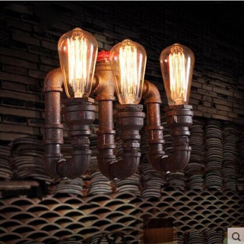 Retro Rustic Water Pipe Wall Lamp Vintage Fixtures Loft Style Industrial Edison Wall Sconce
