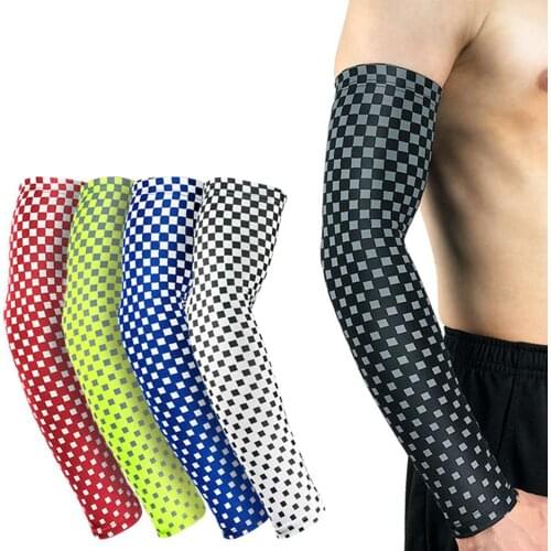 HUYIDA Checkerboard Arm Sleeves Cooling Anti-UV Driving Unisex Anti-slip Arm Covers For Ladies Running Riding Outdoor Sports 1pc