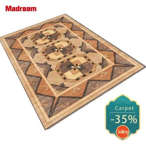 Modern Rugs For Bedroom Vintage Geometric Pattern Yellow-Brown Large Carpet Atmospheric Ethnic Style Home Decoration Floor Mats