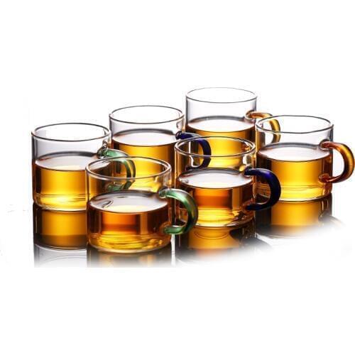 Color Handle Glass Teacup Borosilicate Heat-Resiting Small Tea Cup Household Drinking Glasses Red Wine Cup Coffee Cup