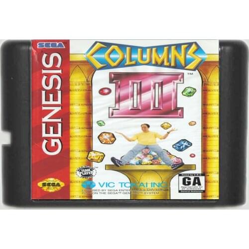 Columns 3 NTSC-USA 16 bit MD Game Card For Sega Mega Drive For Genesis
