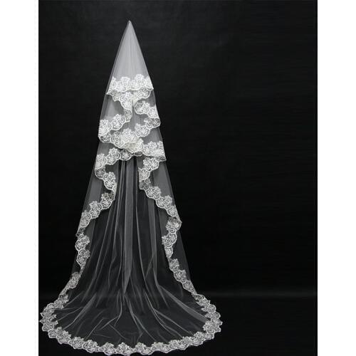 Mariage 3M One Layer Lace Edge White Ivory Catherdal Wedding Veil Long Bridal Veil Cheap Wedding Accessories Veu de Noiva