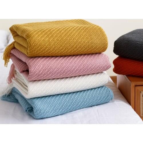 Scandinavian Style Light Luxury Sofa Knitted Blanket Bed Blanket Summer Air-conditioning Blanket Faux Wool Lunch Blanket
