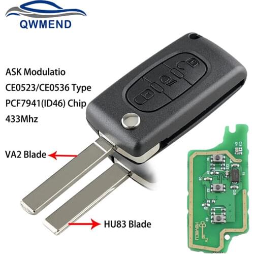 BHKEY For Citroen Key 3 Buttons Flip Smart Car Key for Car For Citroen C2 C3 C4 C5 C6 C8 before 2011 Car Remote Keys